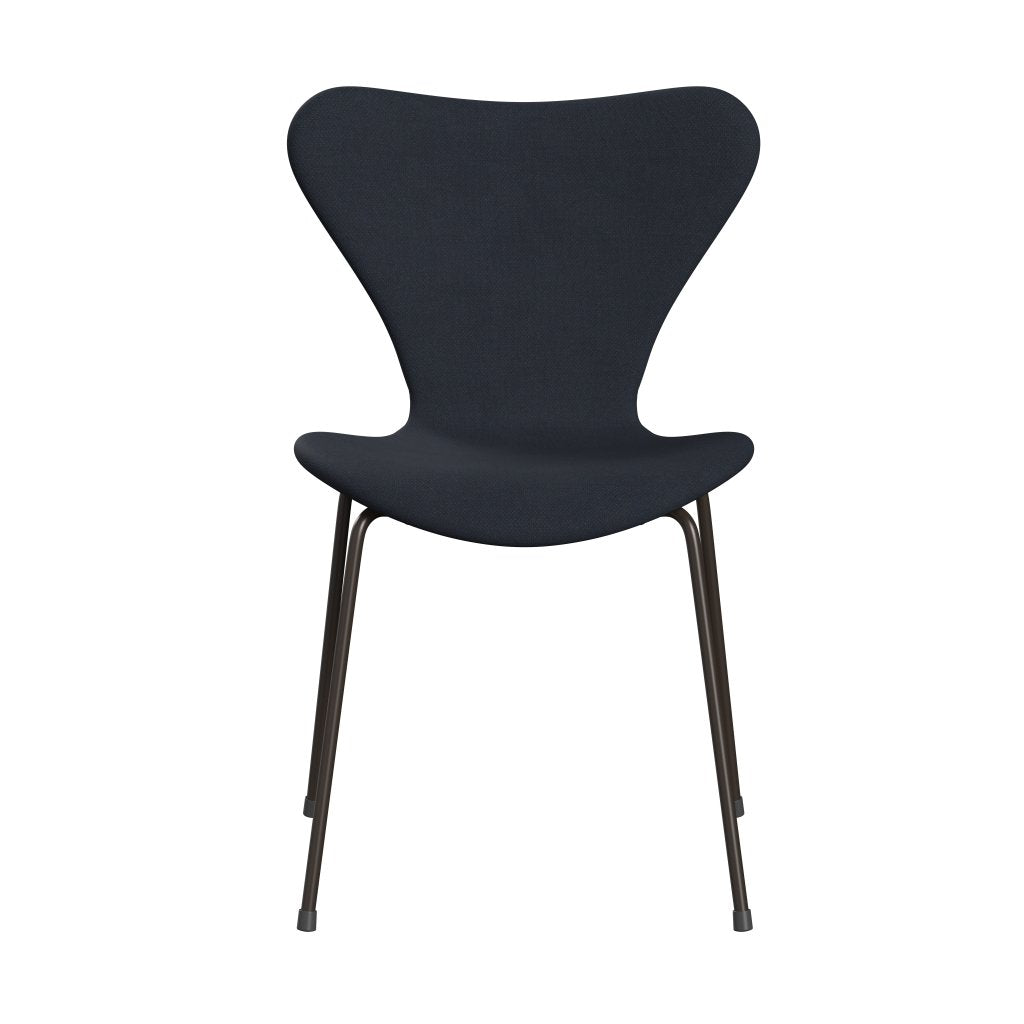 Fritz Hansen 3107 Stuhl Full Polster, braune Bronze/Fiord Mitternacht blau