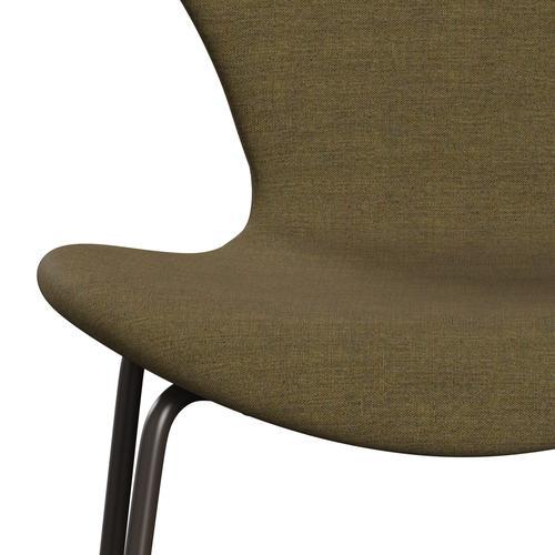 Fritz Hansen 3107 Chair Full Upholstery, Brown Bronze/Remix Moss Green