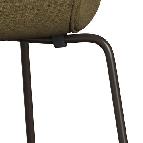 Fritz Hansen 3107 Chair Full Upholstery, Brown Bronze/Remix Moss Green