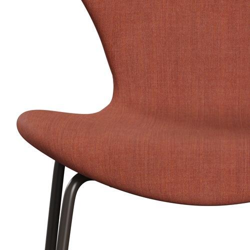 Fritz Hansen 3107 chaise complète à rembourrage, bronze brun / remix roux rouge