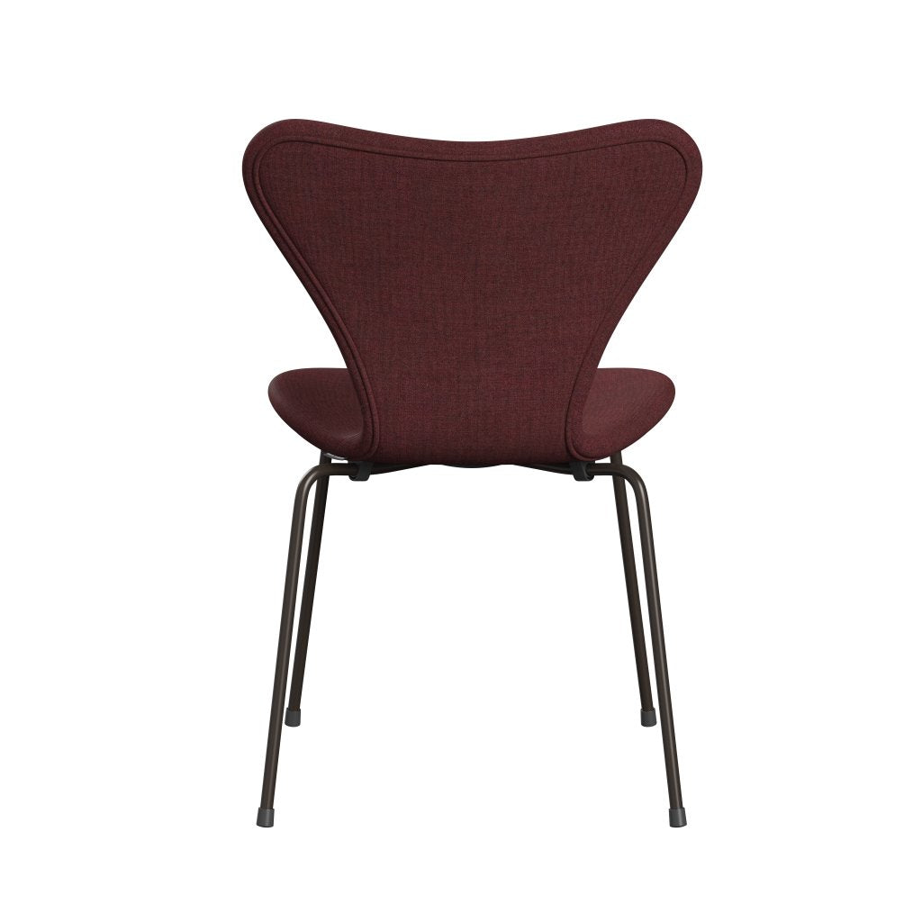 Fritz Hansen 3107 Chair Full Upholstery, Brown Bronze/Remix Wine Red