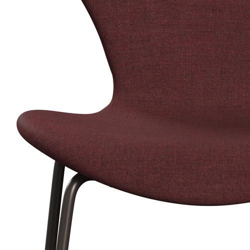 Fritz Hansen 3107 Chair Full Upholstery, Brown Bronze/Remix Wine Red