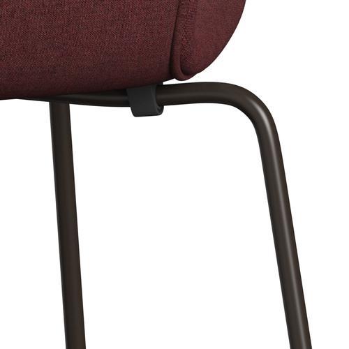 Fritz Hansen 3107 Chair Full Upholstery, Brown Bronze/Remix Wine Red