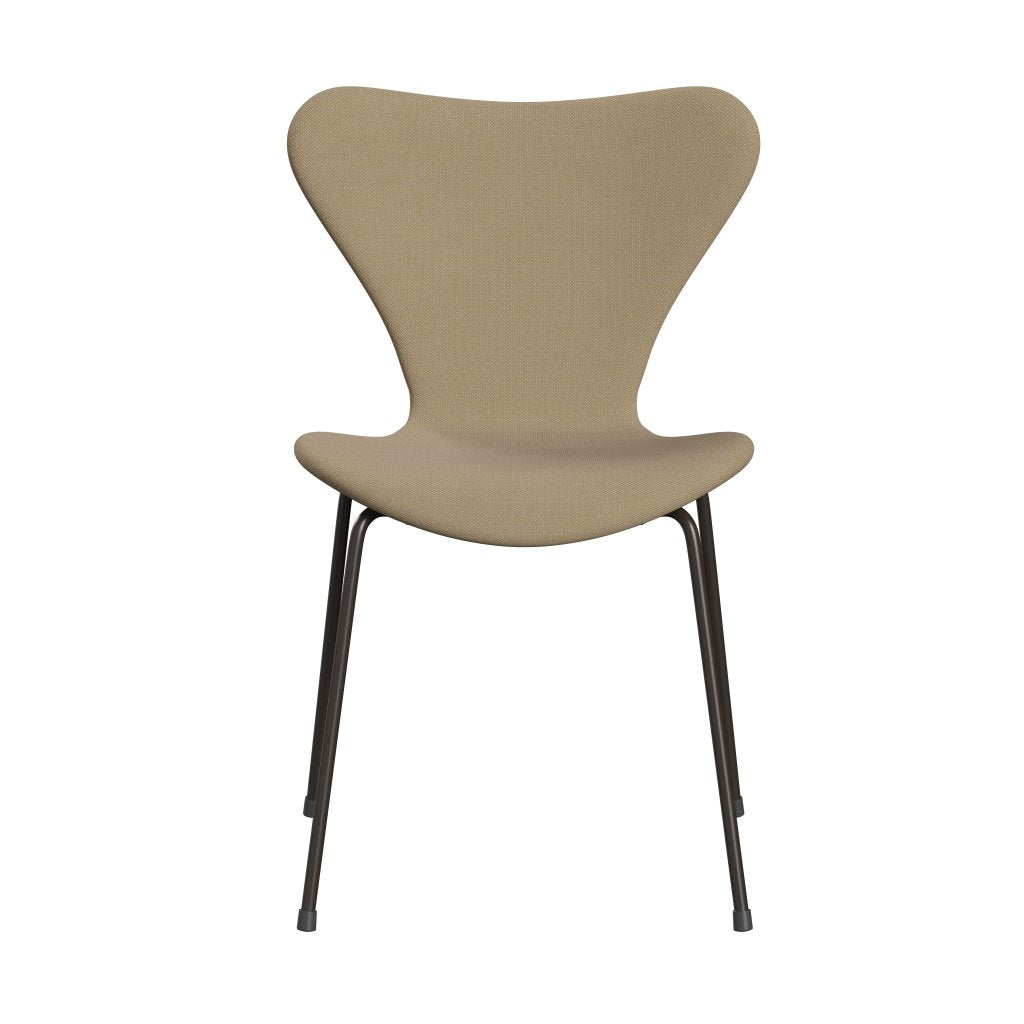 Fritz Hansen 3107 Stuhl Vollbeziegele, braune Bronze/Stahlschneider -Trio Weichgelb