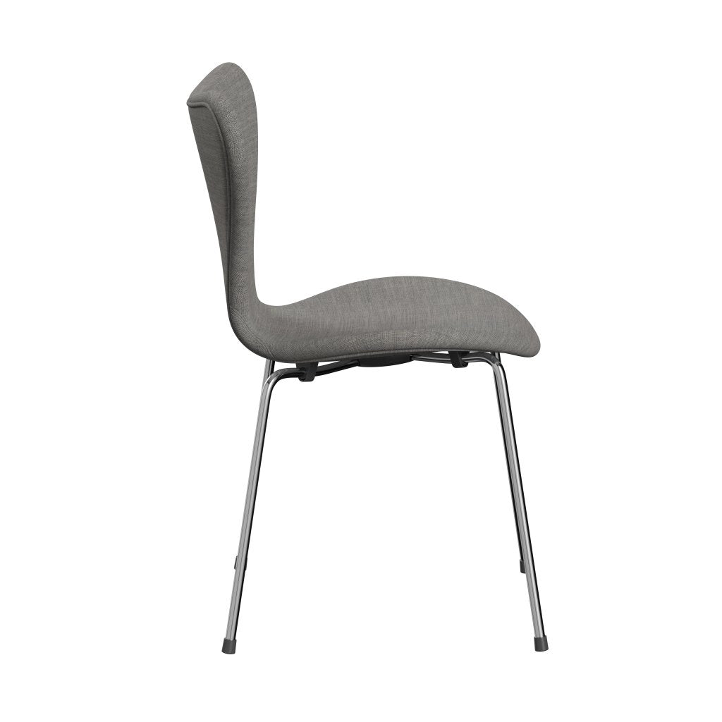 Fritz Hansen 3107 Chair Full Upholstery, Chrome/Canvas Light Grey