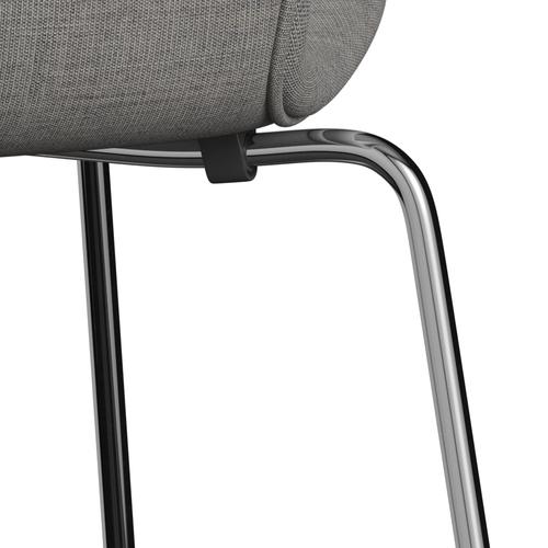 Fritz Hansen 3107 Chair Full Upholstery, Chrome/Canvas Light Grey