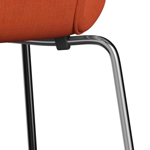 Fritz Hansen 3107 Chair Full Upholstery, Chrome/Canvas Soft Orange