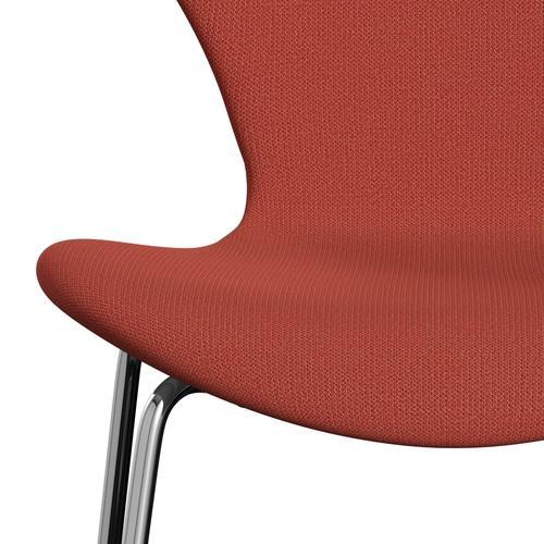 Fritz Hansen 3107 chaise pleine d'ameublement, chrome / capture orange sombre