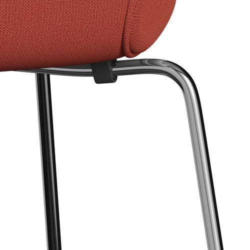 Fritz Hansen 3107 chaise pleine d'ameublement, chrome / capture orange sombre