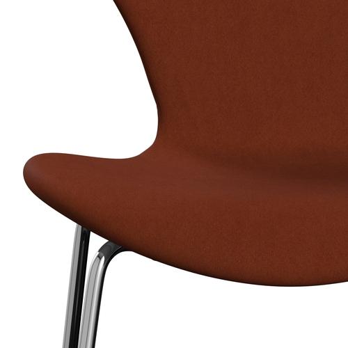 Fritz Hansen 3107 Silla tapicería completa, cromo/comodidad de rojo oscuro (C61018)