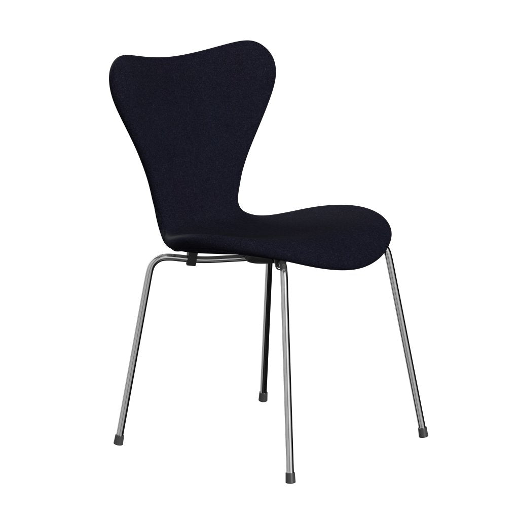 Fritz Hansen 3107 chaise complète complète, Chrome / Divina MD Navy Dark