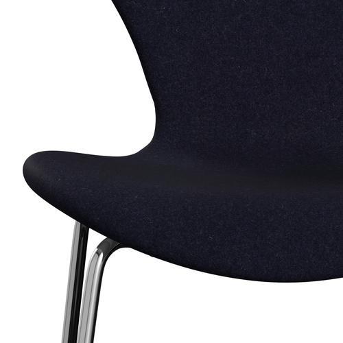 Fritz Hansen 3107 chaise complète complète, Chrome / Divina MD Navy Dark