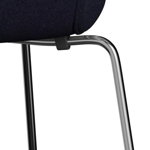 Fritz Hansen 3107 chaise complète complète, Chrome / Divina MD Navy Dark