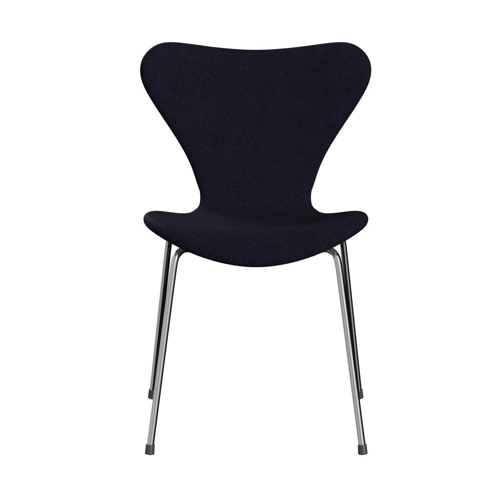 Fritz Hansen 3107 chaise complète complète, Chrome / Divina MD Navy Dark