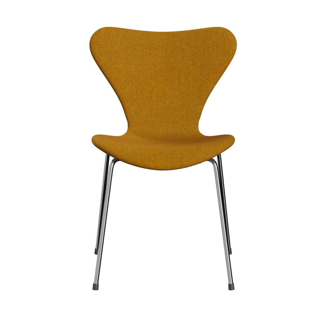 Fritz Hansen 3107 chaise pleine d'ameublement, chrome / divina melange ocher jaune