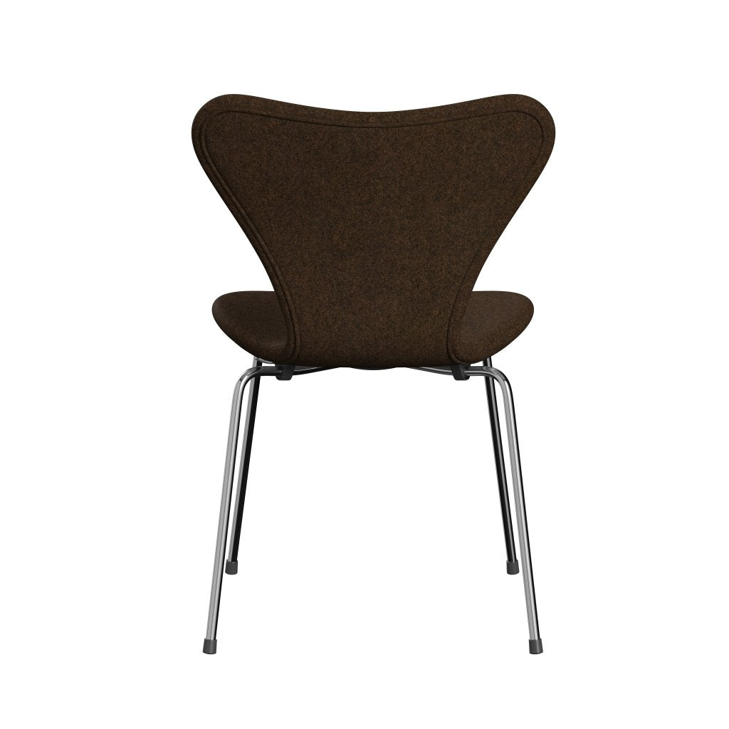 Fritz Hansen 3107 Chair Full Upholstery, Chrome/Divina Melange Warm Brown