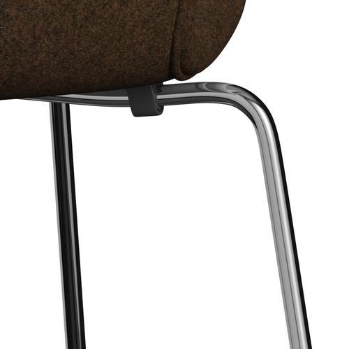 Fritz Hansen 3107 chaise pleine d'ameublement, chrome / divina melange chaud brun