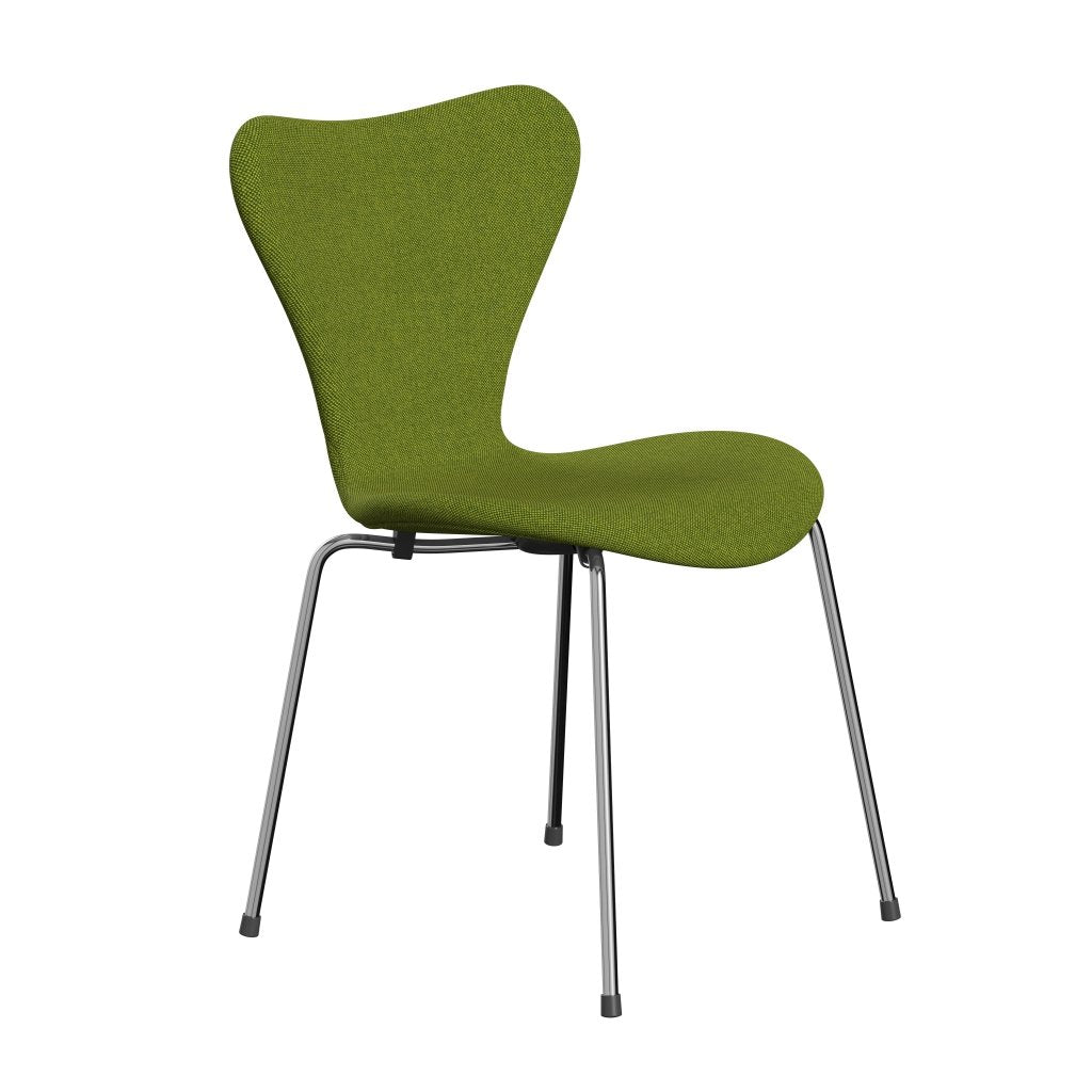 Fritz Hansen 3107 Chair Full Upholstery, Chrome/Hallingdal Green