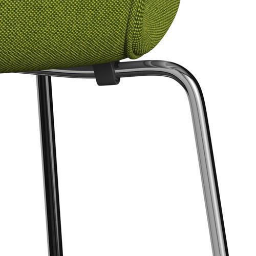 Fritz Hansen 3107 chaise pleine d'ameublement, Chrome / Hallingdal Green