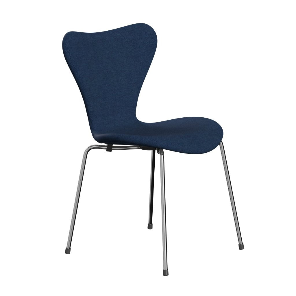 Fritz Hansen 3107 chaise pleine d'ameublement, chrome / remix bleu foncé (REM866)