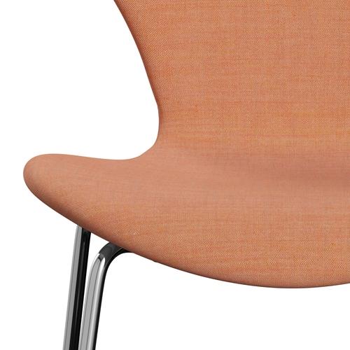 Fritz Hansen 3107 Silla tapicería completa, cromo/remix polvoriento naranja