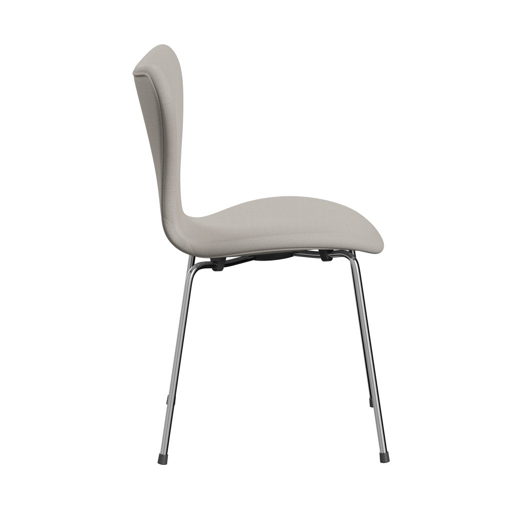 Fritz Hansen 3107 Tapicería completa de silla, cromo/lana de acero de lana blanca