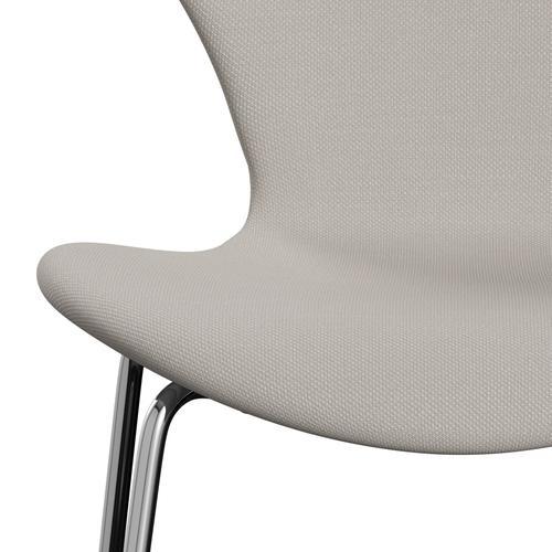 Fritz Hansen 3107 Stol Fuld polstring, krom/stålcut uld hvid