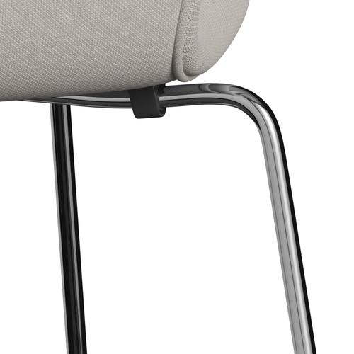 Fritz Hansen 3107 Chair Full Upholstery, Chrome/Steelcut Wool White