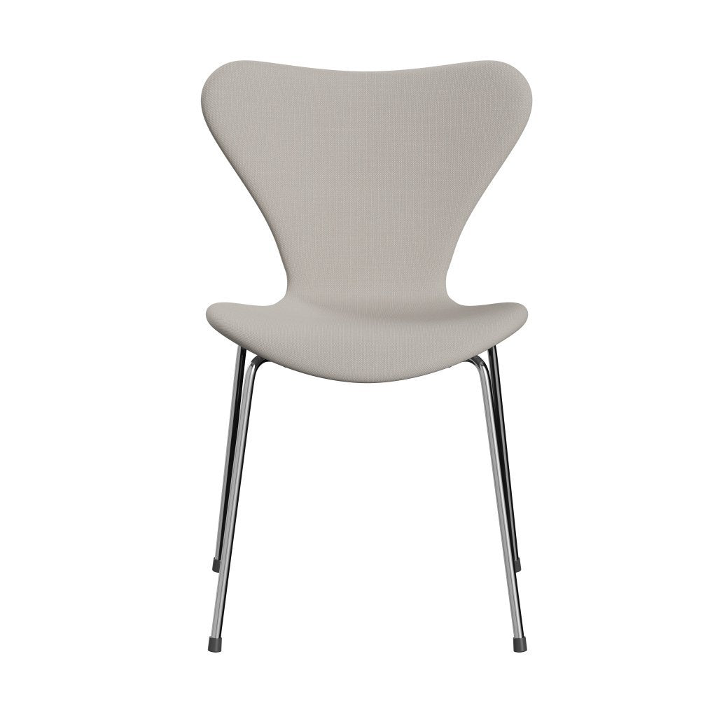 Fritz Hansen 3107 Tapicería completa de silla, cromo/lana de acero de lana blanca