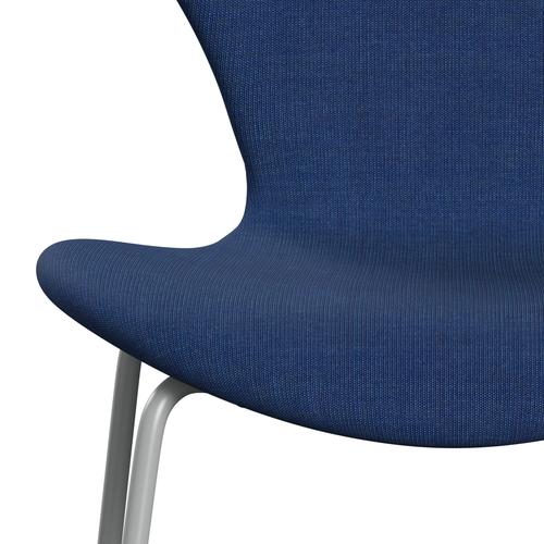 Fritz Hansen 3107 chaise complète complète, neuf gris / toile bleu clair (CA0746)