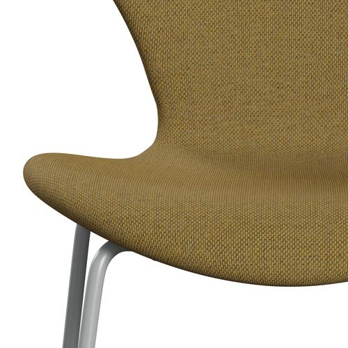 Fritz Hansen 3107 Chair Full Upholstery, Nine Grey/Re Wool Golden Yellow/Natural