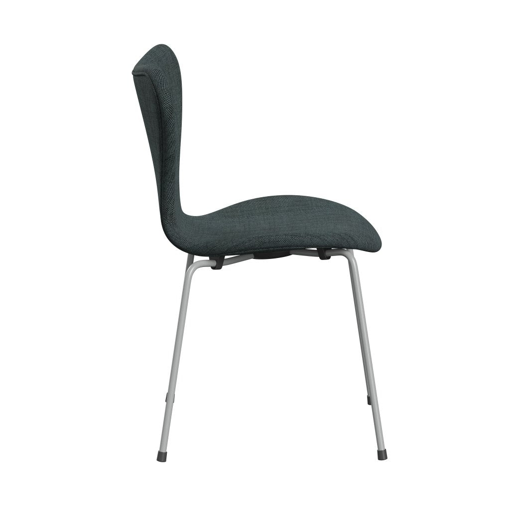 Fritz Hansen 3107 Silla tapicería completa, nueve gris/sunniva 2 negro/azul claro