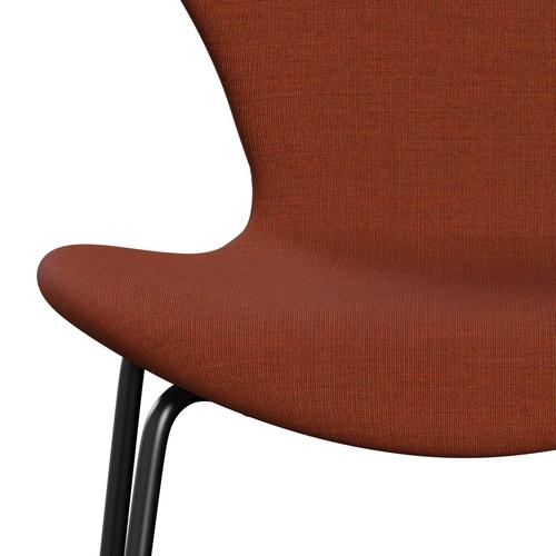 Fritz Hansen 3107 chaise complète en plein air, noir / toile rose marron