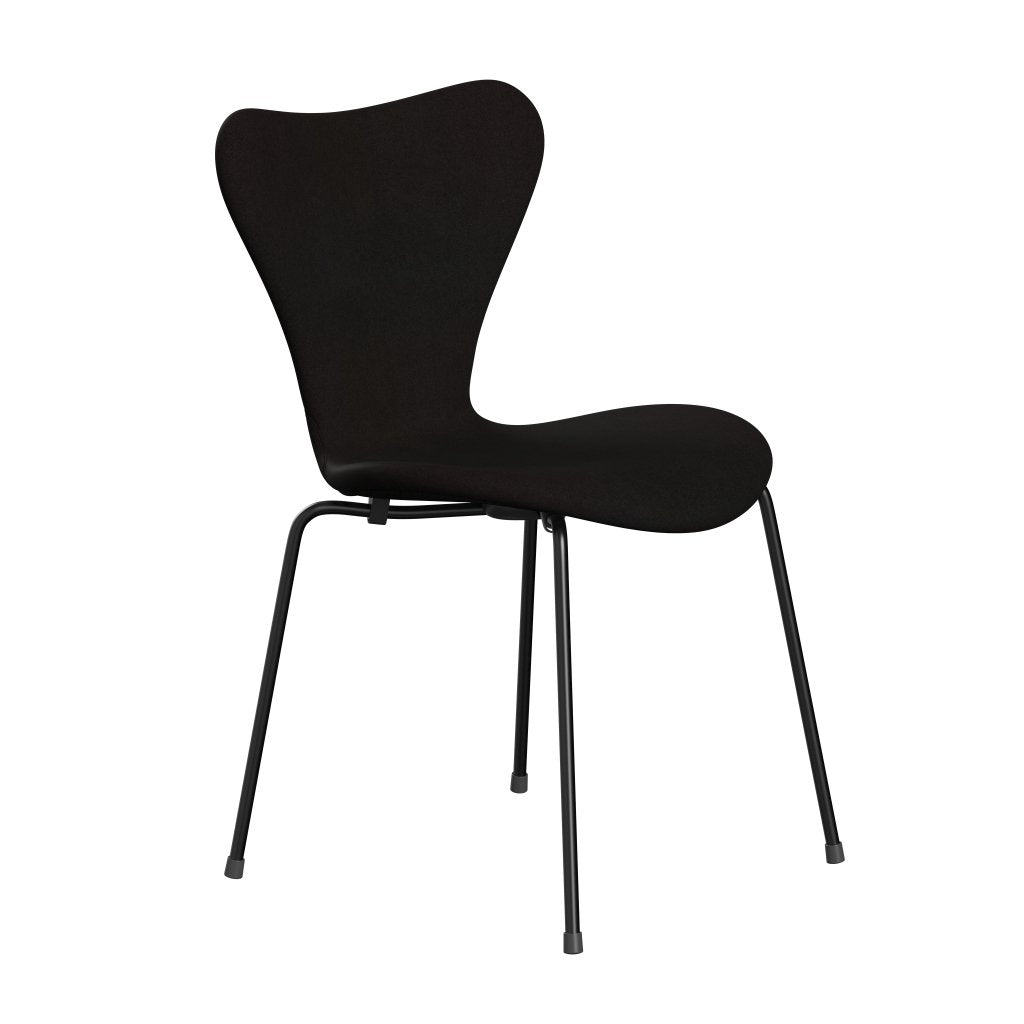 Fritz Hansen 3107 chaise complète, noir, noir / divina brun foncé (div384)