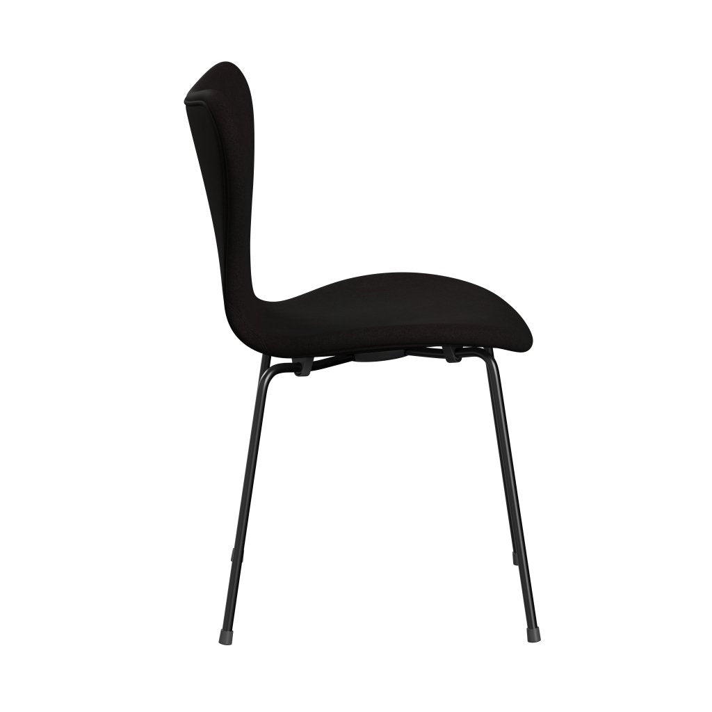 Fritz Hansen 3107 chaise complète, noir, noir / divina brun foncé (div384)