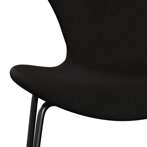 Fritz Hansen 3107 chaise complète, noir, noir / divina brun foncé (div384)