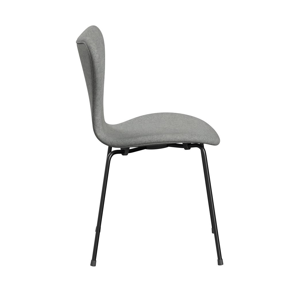 Fritz Hansen 3107 chaise pleine d'ameublement, noir / divina melange gris clair