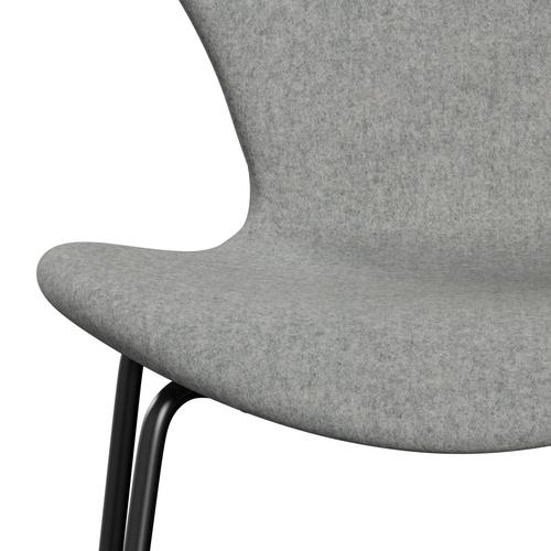 Fritz Hansen 3107 chaise pleine d'ameublement, noir / divina melange gris clair