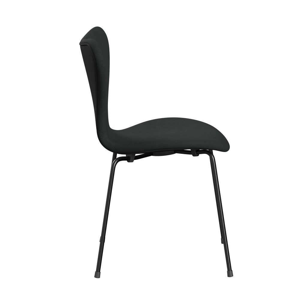 Fritz Hansen 3107 Silla tapicería completa, carbón negro/acero de acero