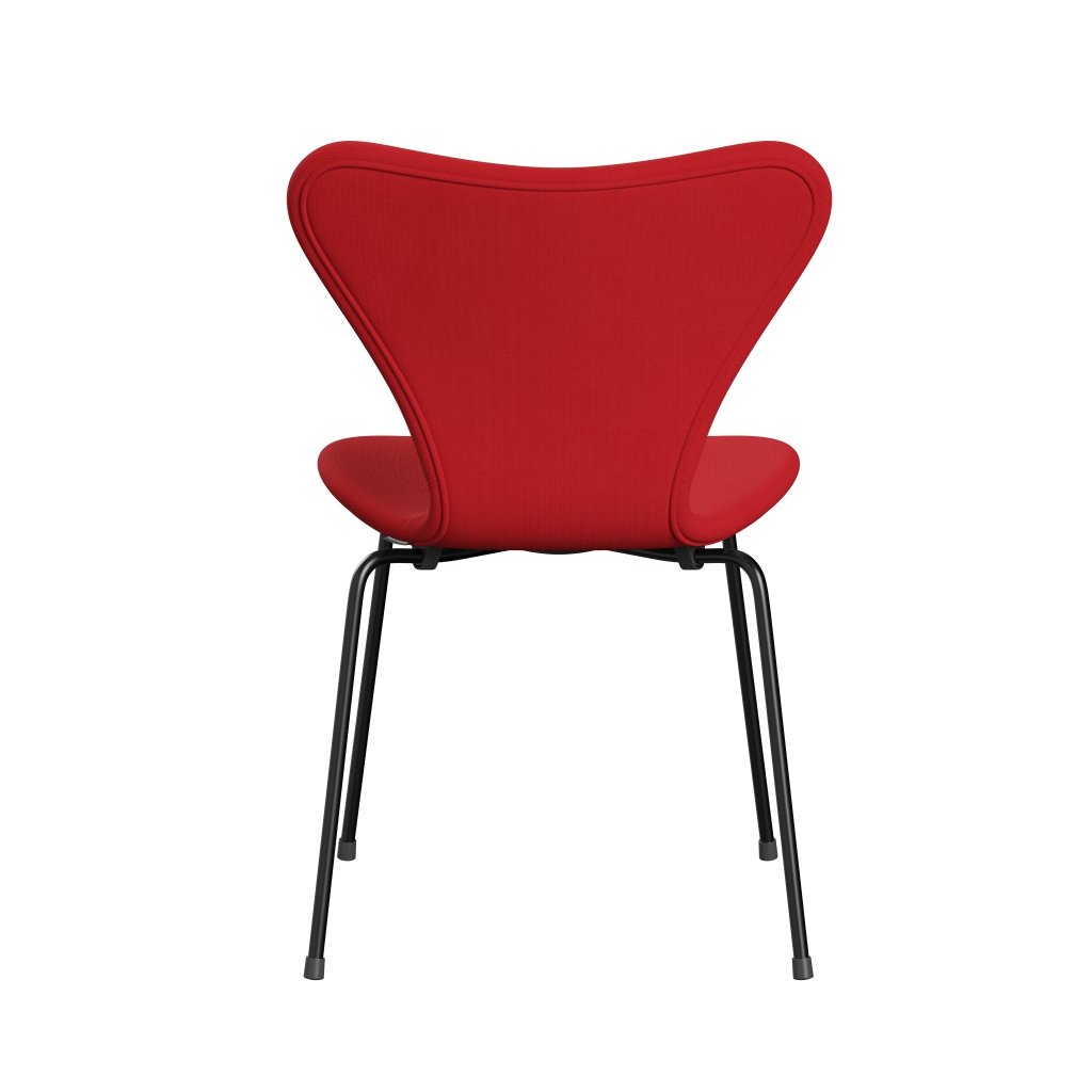 Fritz Hansen 3107 Tapicería completa de silla, negro/escamado neón rojo