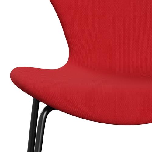 Fritz Hansen 3107 Chair Full Upholstery, Black/Steelcut Neon Red