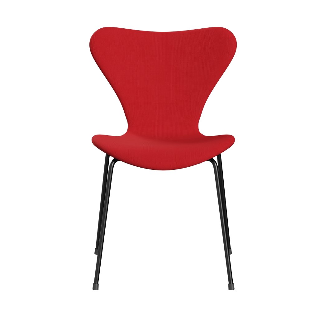 Fritz Hansen 3107 chaise complète en plein air, Black / Steelcut Neon Red