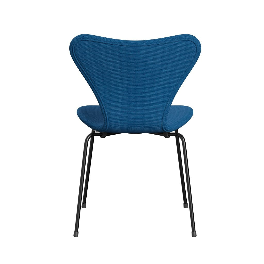 Fritz Hansen 3107 Chair Full Upholstery, Black/Steelcut Trio Turquoise/Blue