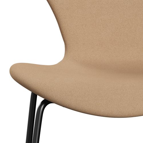 Fritz Hansen 3107 stol fuld polstring, sort/tonus varm beige