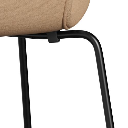 Fritz Hansen 3107 chaise complète complète, noir / tonus chaud beige