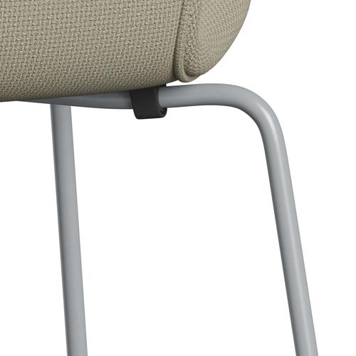 Fritz Hansen 3107 Stuhl Vollbeziegele, Silbergrau/Diablo Sand