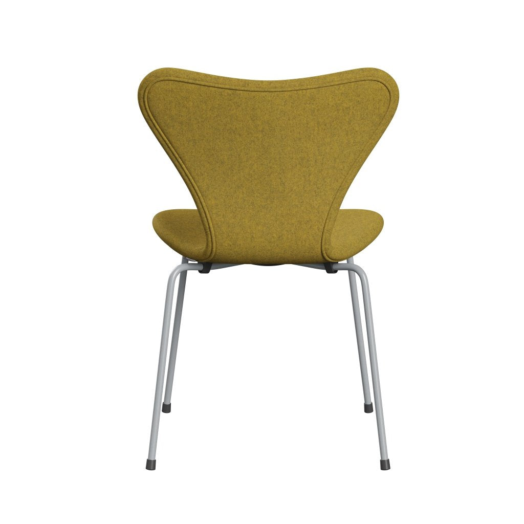 Fritz Hansen 3107 chaise pleine d'ameublement, gris argenté / divina jaune