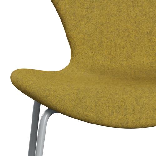 Fritz Hansen 3107 chaise pleine d'ameublement, gris argenté / divina jaune