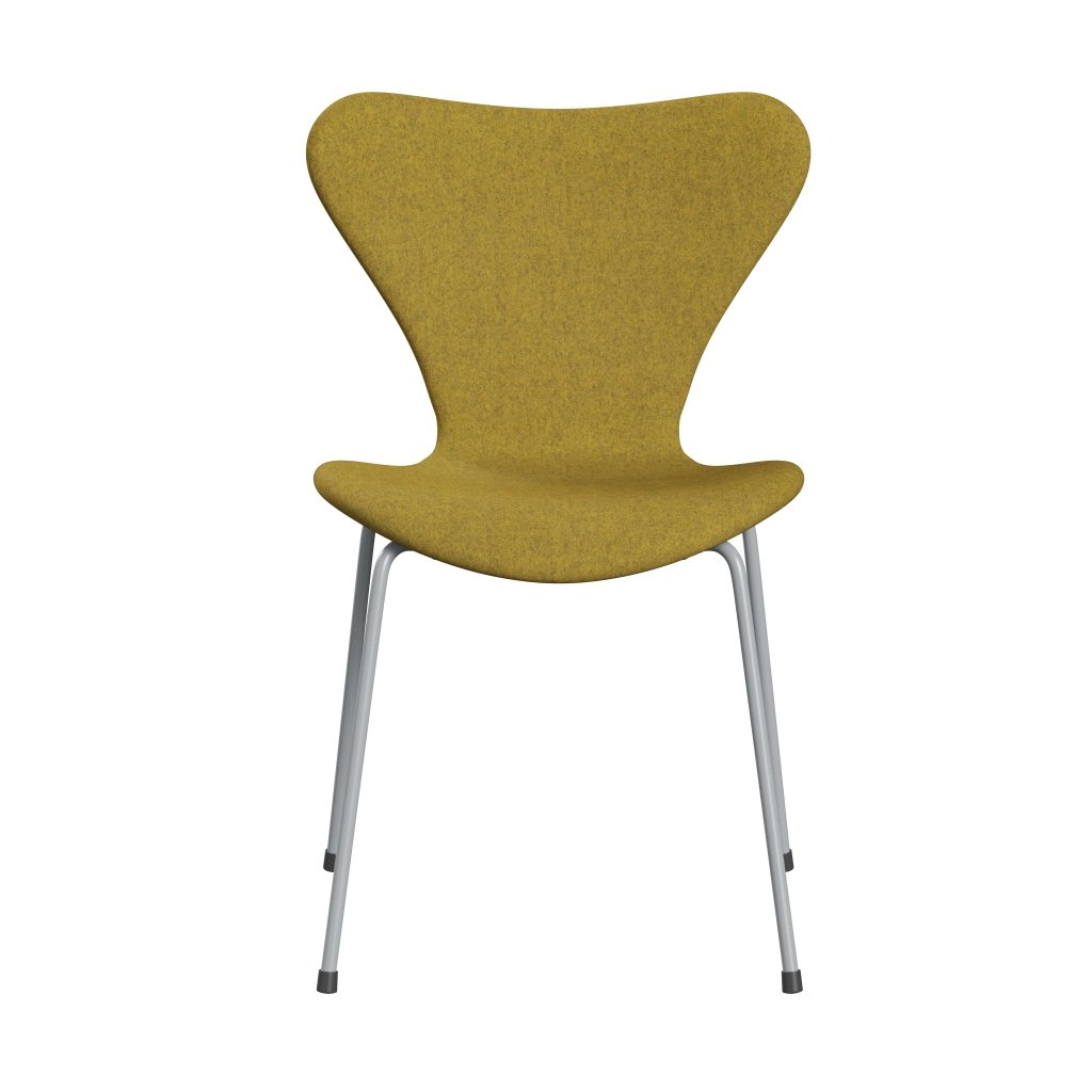 Fritz Hansen 3107 Chair Full Upholstery, Silver Grey/Divina Melange Yellow
