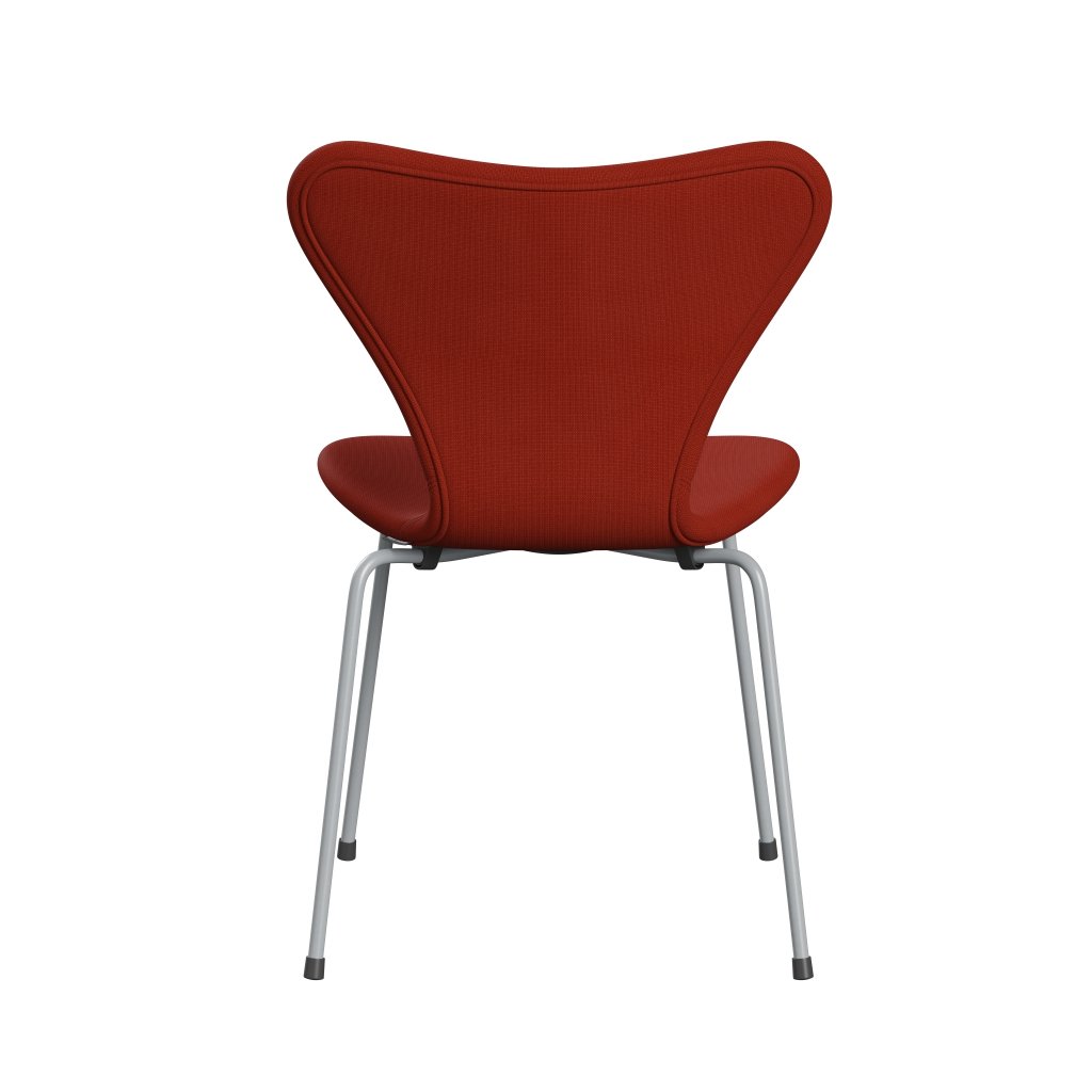 Fritz Hansen 3107 Chair Full Upholstery, Silver Grey/Fame Orange Red